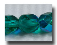 (image for) Facet Glass beads, 6mm - Emerald AB (May) - 636
