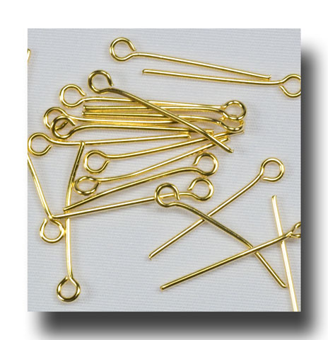 (image for) Eye pins for 6-7mm beads - Gilt (gold-tone) - 110