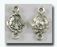 Sacred Heart/Rose Connector - Antique Silver - 164SH