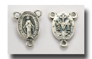 Tiny Miraculous medal centre - Antique silver - 237