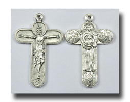 Theotokos Crucifix - Antique Silver - 315