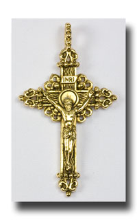 Picot edge Crucifix - Gilt Antique (gold-tone) - 3317