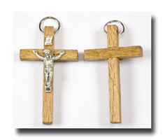 (image for) Wooden Crucifix - Natural and antique silver - 348