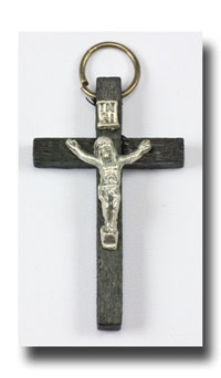 Wooden Crucifix - Black and antique silver - 349