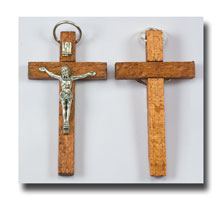 (image for) Wooden Crucifix - Mahogany and antique silver - 353