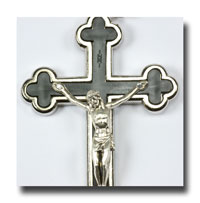 Trefoil Crucifix - Nickel/Black, 3 3/4 - 394