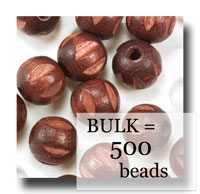 (image for) Wooden Beads - 8mm Round Ribbed - Mahogany - 514BULK