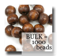 (image for) Wooden Beads - 6mm Rounds - Dark Brown - 517BULK