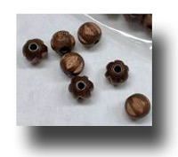 Wooden Beads - 8mm Round Ribbed - Dark Brown - 523