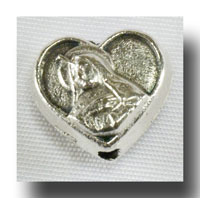 Metal Beads - Immaculate Mary, 8mm heart shape - 550x11