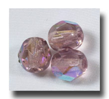 (image for) Facet Glass beads, 6mm - Amethyst AB (Feb.) - 6001