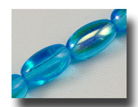 (image for) Oval Glass beads, 9x6mm - Aqua AB - 6007