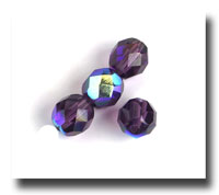 (image for) Facet Glass Beads, 8mm - Grape AB (deep purple) - 6015