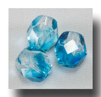 Facet Glass Beads, 6mm 2-tone - Crystal/Aqua - 6062