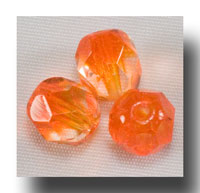 Facet Glass Beads, 6mm 2-tone - Crystal/Orange - 6065