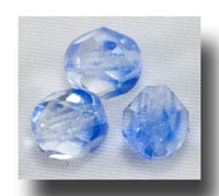 (image for) Facet Glass Beads, 6mm 2-tone - Crystal/Sapphire - 6067