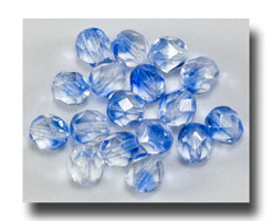 (image for) Facet Glass Beads, 6mm 2-tone - Crystal/Sapphire - 6067