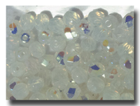 Facet Glass beads, 4mm - White Opal AB (June) - 6082