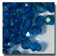 (image for) Facet Glass beads, 4mm - Dark Aqua AB (Mar) - 6086
