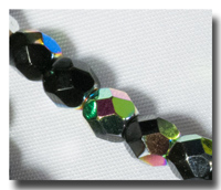 (image for) Facet Glass beads, 4mm - Black Vitrail - 6089