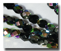 Facet Glass beads, 4mm - Black Vitrail - 6089