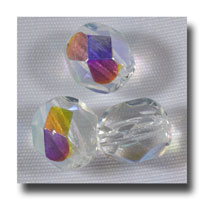 Facet Glass beads, 6mm - Crystal AB (April) - 610