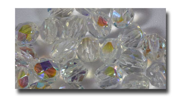 (image for) Facet Glass beads, 6mm - Crystal AB (April) - 610