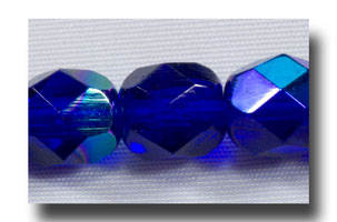 Facet Glass beads, 6mm - Cobalt Blue AB - 611
