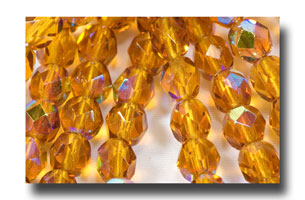 Facet Glass beads, 6mm - Topaz AB (Nov.) - 632