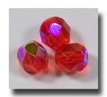 Facet Glass beads, 6mm - Ruby AB (July) - 634