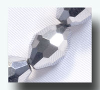 Oval Facet glass beads - 9mm Metallic Silver - ZSBG75