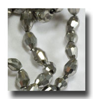 Oval Facet glass beads - 6mm Metallic silvertone - ZSBG89