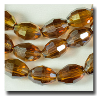 Oval Facet glass beads - 8mm Light Brown 1/2 coat AB - ZSBG92