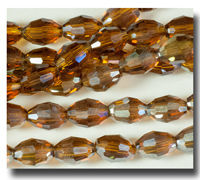 Oval Facet glass beads - 8mm Light Brown 1/2 coat AB - ZSBG92