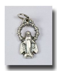 Miraculous Medal - tiny, Antique silver - 748