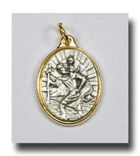 (image for) Medal - St. Christopher, Antique Silver/Gilt backed - 7703