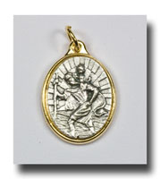 Medal - St. Christopher, Antique Silver/Gilt backed - 7703