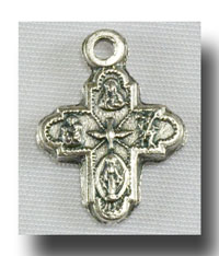 Medal - 4 Way Cross - Antique silvertone, 1/2in - 787