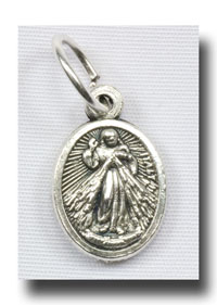 Medal-Divine Mercy and O.L.Guadalupe, antique silver-792