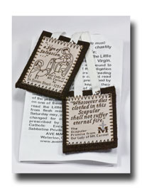 (image for) Scapular - Brown, Washable Wool - 905 White braid