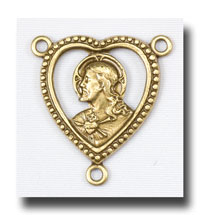 (image for) Sacred Heart, open heart centre - Antique brass - ABR2201