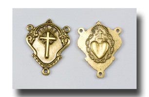 Cross, Heart, Crown Centre - Antique Brass - ABR2220