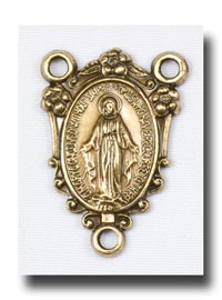 Flowered Miraculous Medal - Antique brass - ABR287