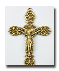 Ornate hearts crucifix - Antique brass - ABR393