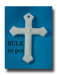 Crucifix - White plastic, 10 pcs - MXW
