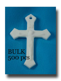 Crucifix - White plastic, 500 pcs - MXW