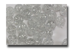 Rose beads, 9mm Crystal Silver Sparkle - Rose21