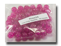 Rose Beads, 9mm Pink Sparkle - Rose24