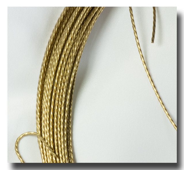 Wire - 19 gauge Solid Jewellers Brass, Sq/TWISTED-50 feet-1114