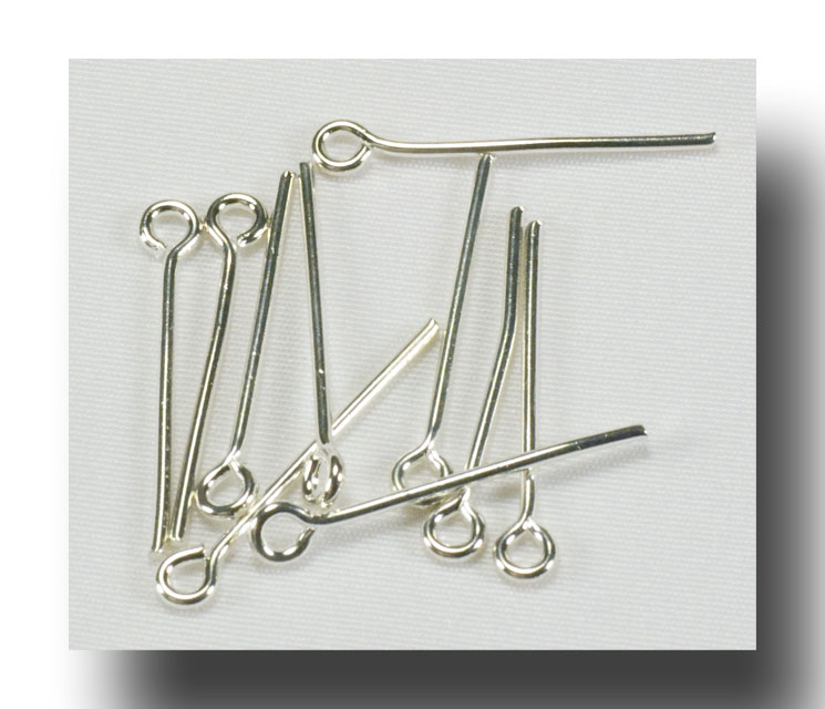 (image for) Eye pins for 9mm beads - Silverplate, VERY HARD - #150